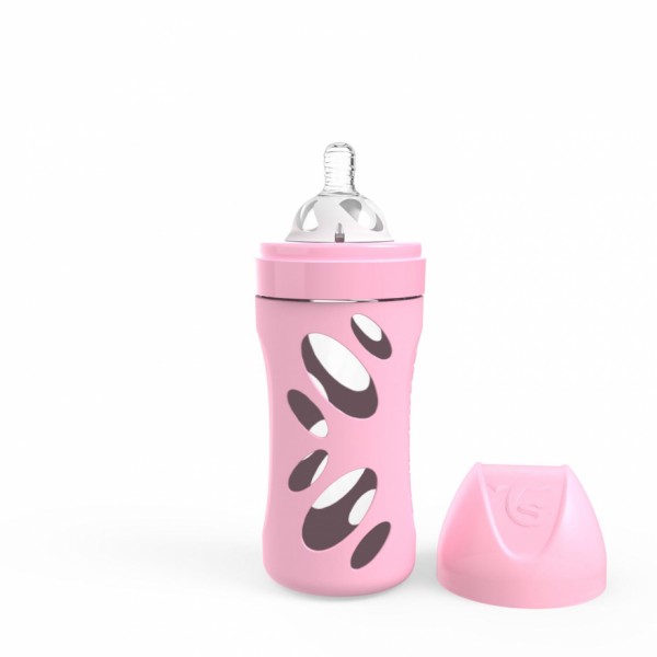 Twistshake Glas-Babyflasche 260ml Pastel Pink