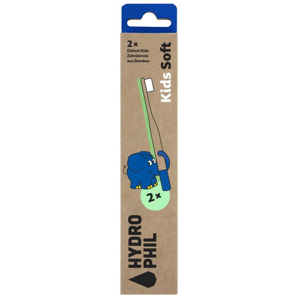 Hydrophil Bambuszahnbürste Elefant Doppelpack