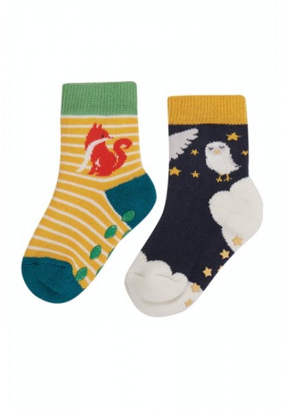 Frugi Grippy Socks Indigo Owl