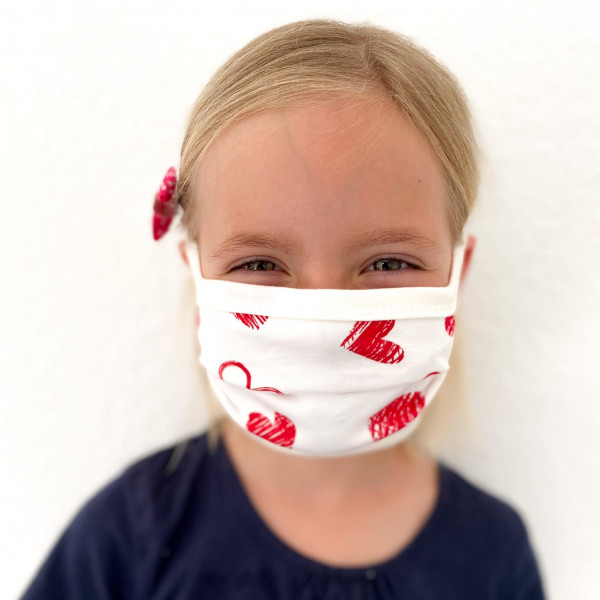 Mundbedeckung für Kinder Herzen