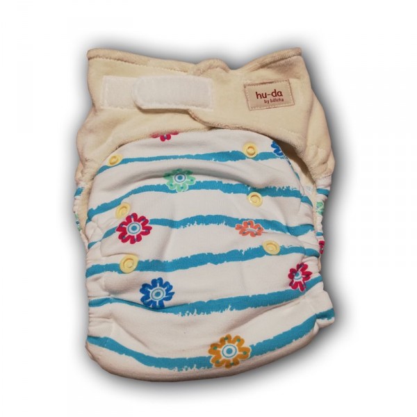 hu-da OneSize 2.0 Bio-Velour Blume Streifen türkis