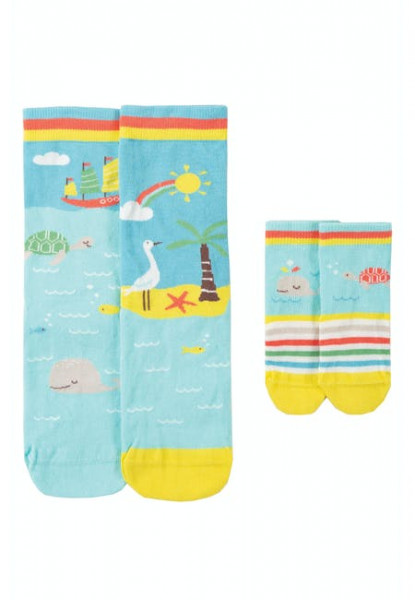 Frugi Little & Large Socks Whale Multipack