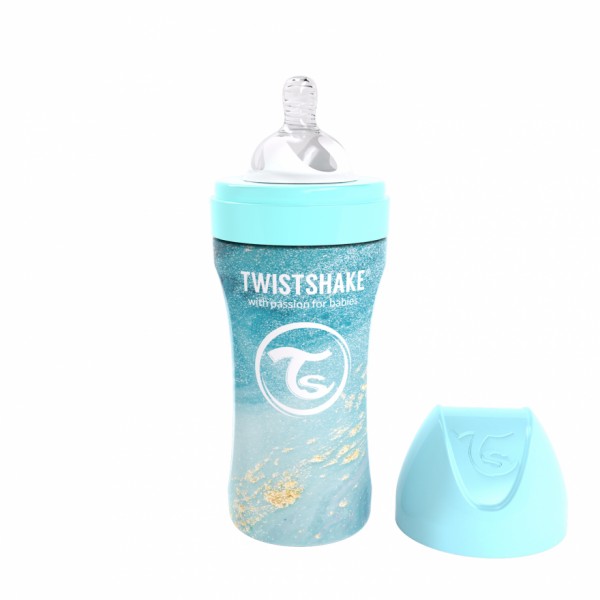 Twistshake Babyflasche Edelstahl 330ml Marble Blue