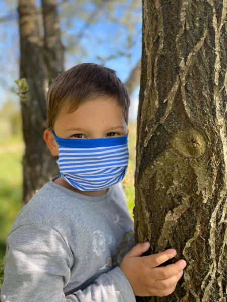 Mundbedeckung für Kinder blaue Streifen