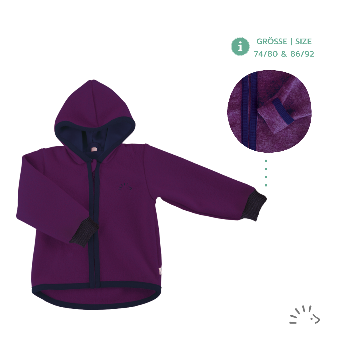 iobio Kapuzenjacke aus Wollwalk (Pflaume) Jacken Westen